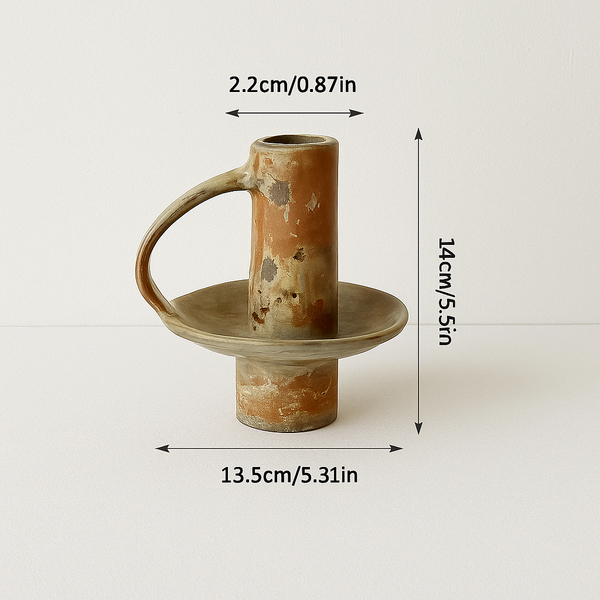 Keramische kandelaar met handvat – Ruw & Authentiek design
