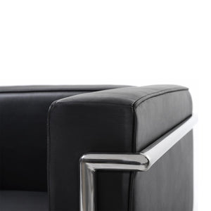 Fauteuil Grand Confort Moderniste – Cuir Véritable & Structure Chromée