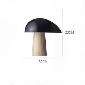 Lampe Champignon Scandinave – Bois Naturel & Abat-Jour Blanc ou Noir