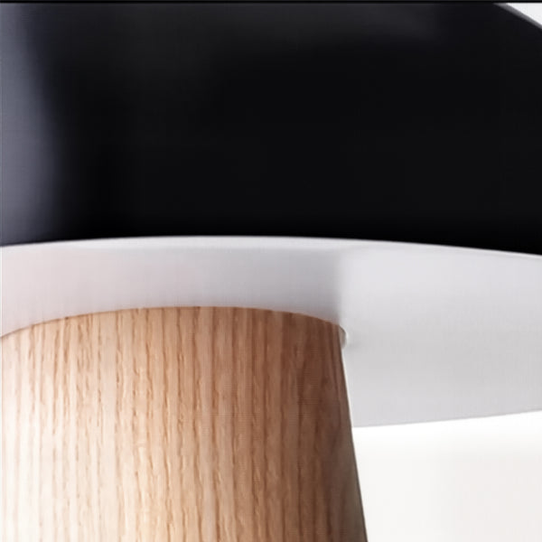 Lampe Champignon Scandinave – Bois Naturel & Abat-Jour Blanc ou Noir