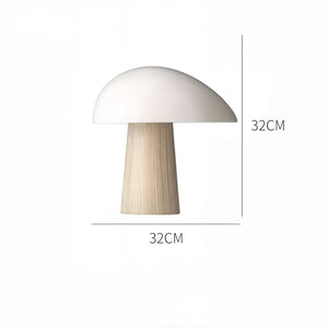Lampe Champignon Scandinave – Bois Naturel & Abat-Jour Blanc ou Noir