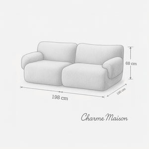 Sahara – Canapé 2 Places Sculptural en Tissu Sablé Miel