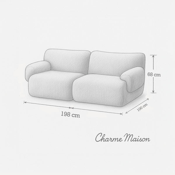 Sahara – Canapé 2 Places Sculptural en Tissu Sablé Miel