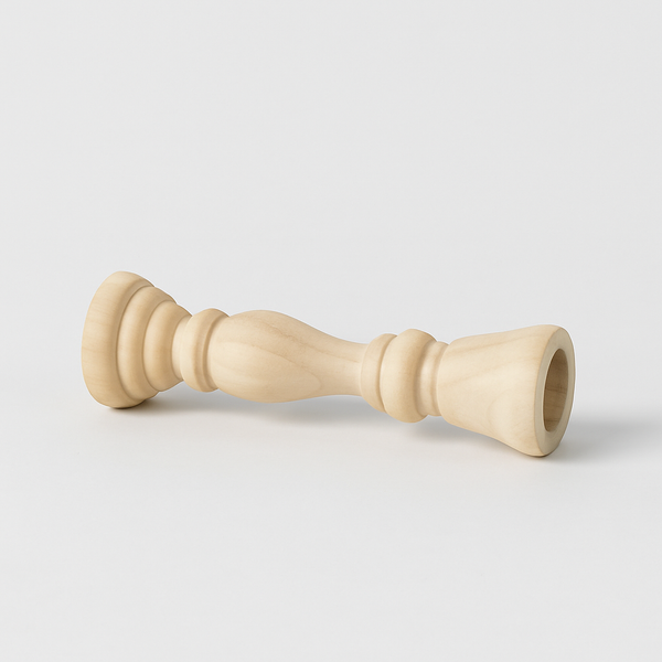 Gesculpteerde kandelaar van natuurlijk hout – Ruw & minimalistisch charme
