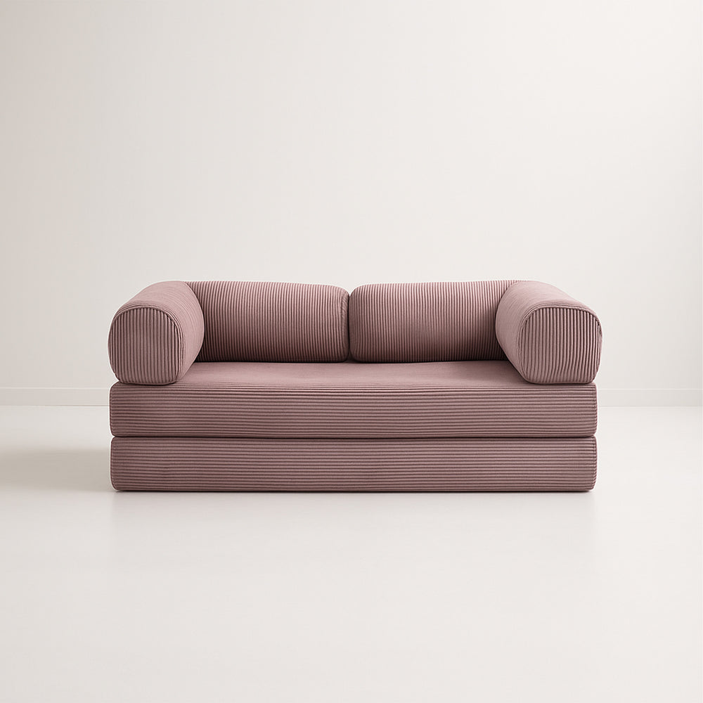 3-zits omvormbare lounge­bank – Afneembare ribfluwelen bekleding – Groot comfort
