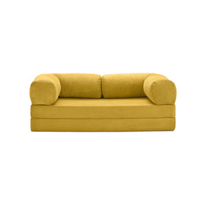3-zits omvormbare lounge­bank – Afneembare ribfluwelen bekleding – Groot comfort
