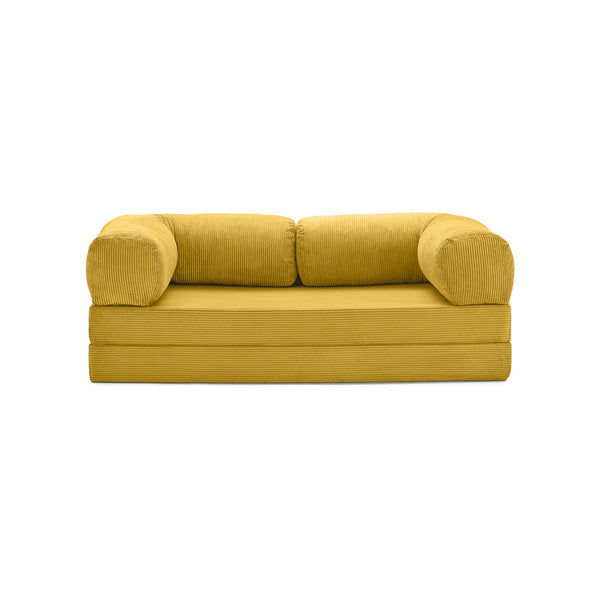 3-zits omvormbare lounge­bank – Afneembare ribfluwelen bekleding – Groot comfort
