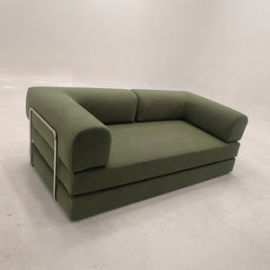 3-zits omvormbare lounge­bank – Afneembare ribfluwelen bekleding – Groot comfort
