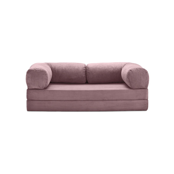 3-zits omvormbare lounge­bank – Afneembare ribfluwelen bekleding – Groot comfort
