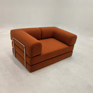 3-zits omvormbare lounge­bank – Afneembare ribfluwelen bekleding – Groot comfort
