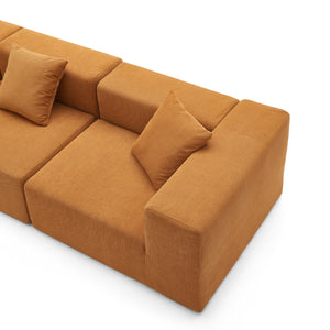 3-zitsbank – Zandkleurig ribfluweel & kubistisch design
