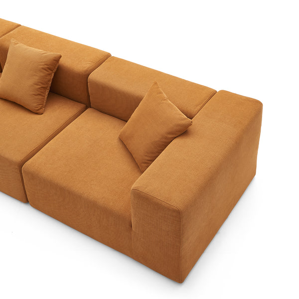 3-zitsbank – Zandkleurig ribfluweel & kubistisch design

