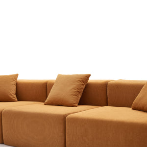 3-zitsbank – Zandkleurig ribfluweel & kubistisch design
