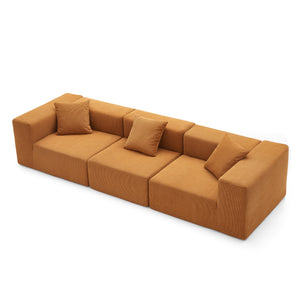3-zitsbank – Zandkleurig ribfluweel & kubistisch design
