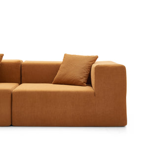 3-zitsbank – Zandkleurig ribfluweel & kubistisch design
