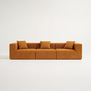 3-zitsbank – Zandkleurig ribfluweel & kubistisch design
