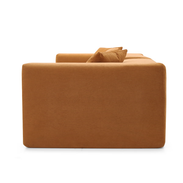 3-zitsbank – Zandkleurig ribfluweel & kubistisch design
