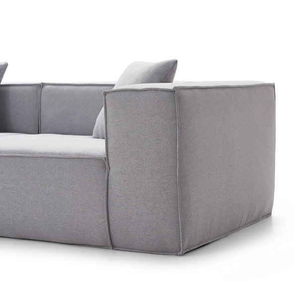 Canapé Modulable 3 Places en Tissu Gris – Design Cubique & Confort Haute Densité