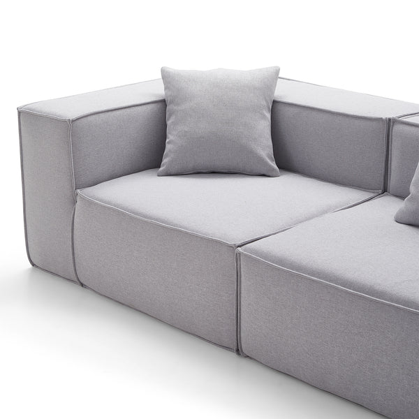 Canapé Modulable 3 Places en Tissu Gris – Design Cubique & Confort Haute Densité