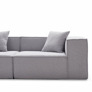Canapé Modulable 3 Places en Tissu Gris – Design Cubique & Confort Haute Densité