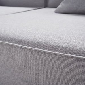 Canapé Modulable 3 Places en Tissu Gris – Design Cubique & Confort Haute Densité