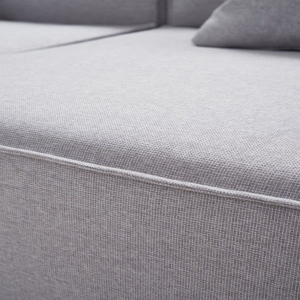 Canapé Modulable 3 Places en Tissu Gris – Design Cubique & Confort Haute Densité