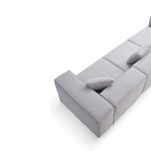 Canapé Modulable 3 Places en Tissu Gris – Design Cubique & Confort Haute Densité