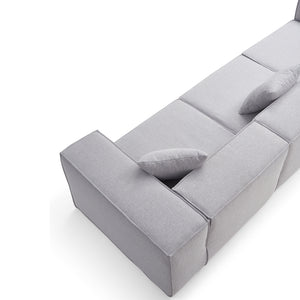 Canapé Modulable 3 Places en Tissu Gris – Design Cubique & Confort Haute Densité