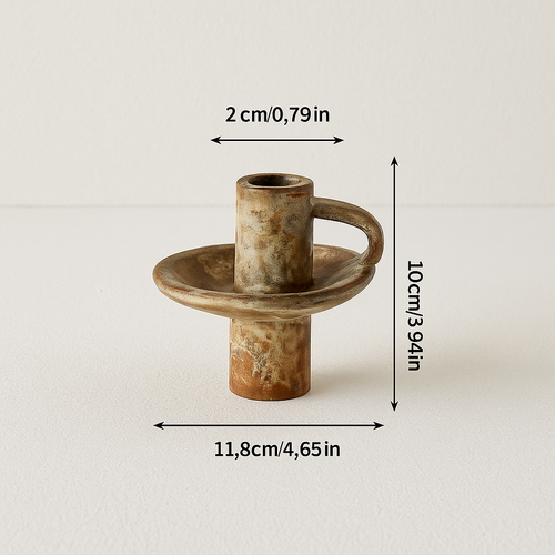 Keramische kandelaar met handvat – Ruw & Authentiek design
