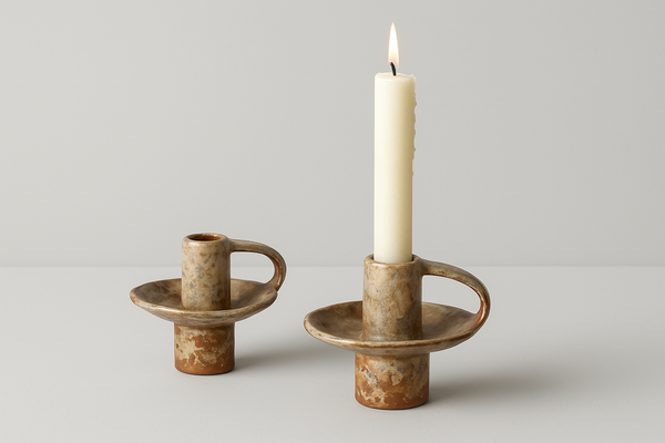 Keramische kandelaar met handvat – Ruw & Authentiek design
