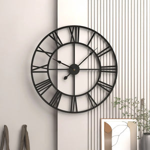 Wandklok in smeedijzeren design – Gesculpteerde Romeinse cijfers 40 cm
