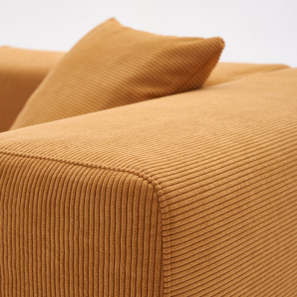 3-zitsbank – Zandkleurig ribfluweel & kubistisch design
